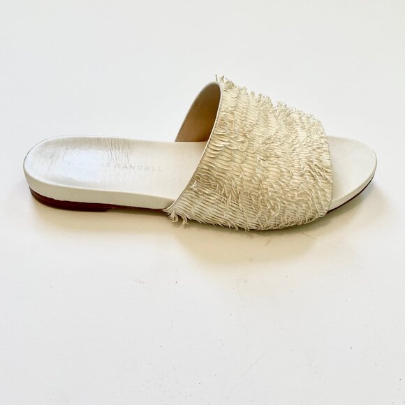 Loeffler Randall Ava Fringe Sandals Ivory Leather Slip-On Size 7.5 w/ Box - Picture 2 of 4